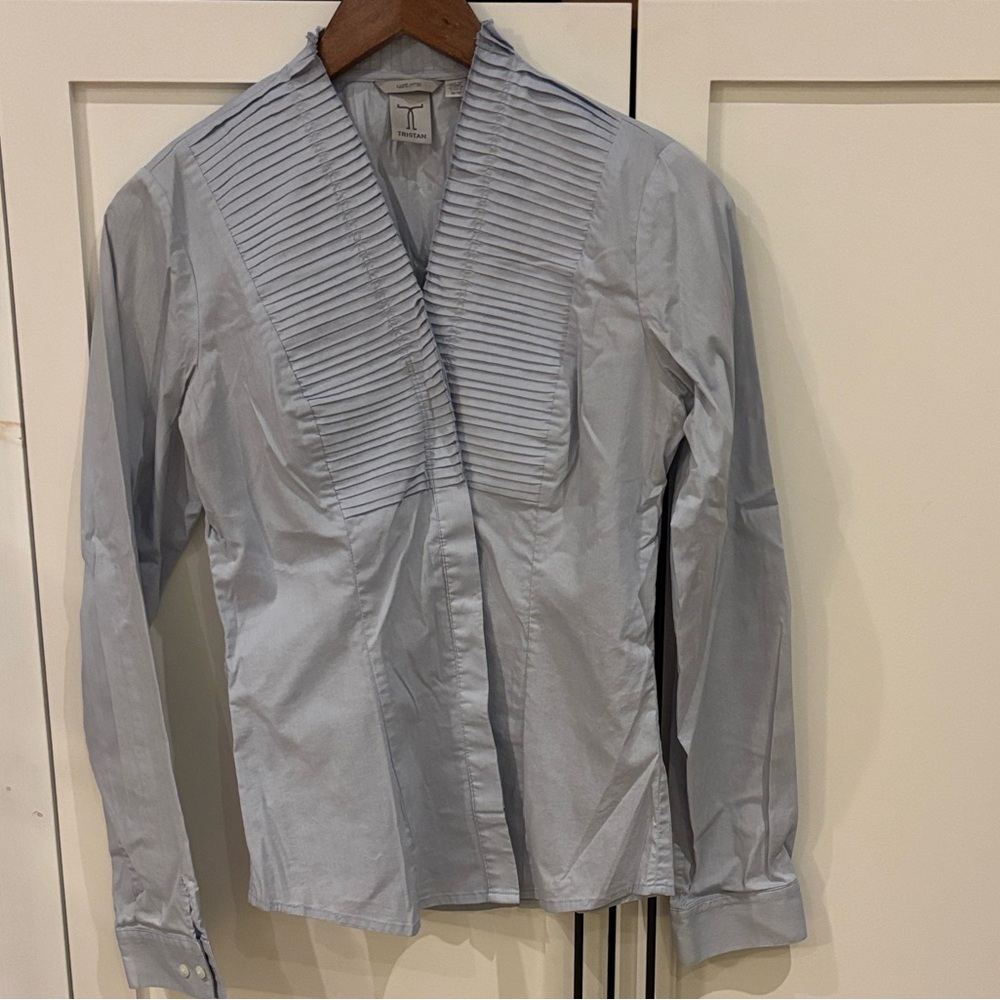 Tristan Woman’s Blue Pleated Blouse